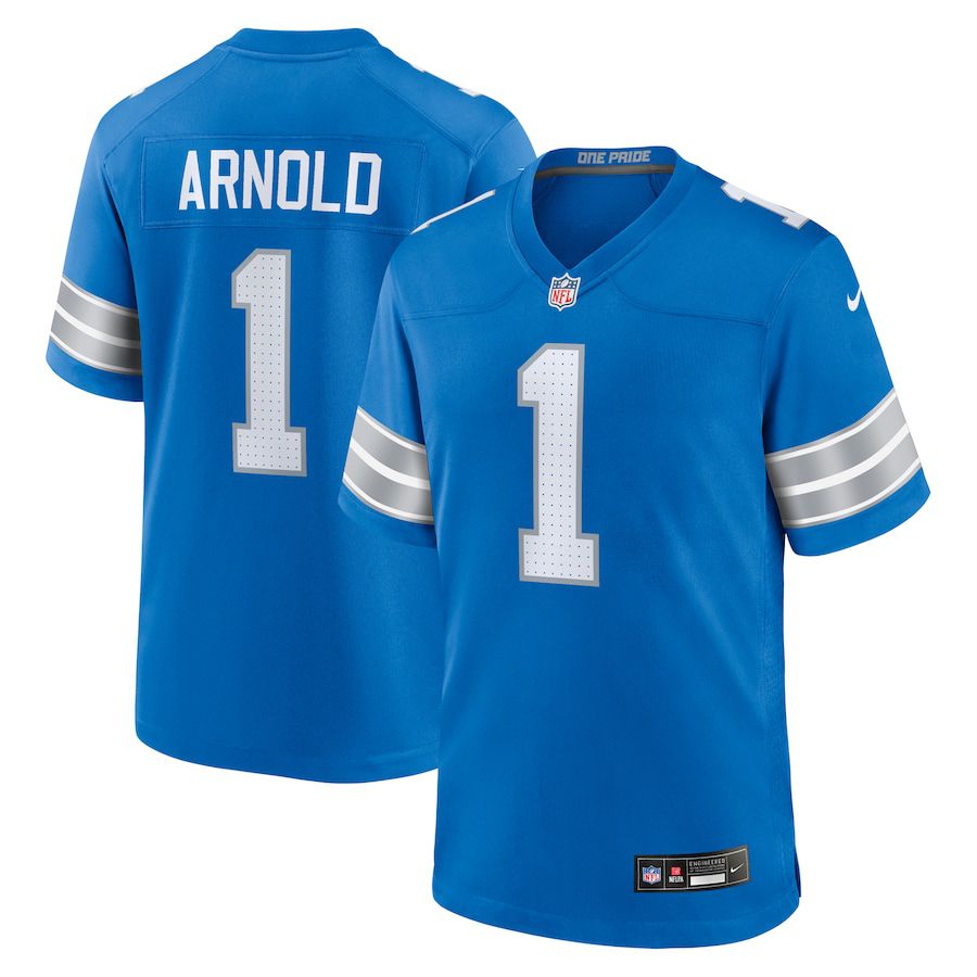 Men Detroit Lions #1 Terrion Arnold Nike Blue 2024 NFL Draft First Round Pick Player Game Jersey->->NFL Jersey